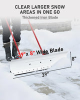 Outvita Snow Shovel with Wheels, 29 Wide 18 Long Snow Plow Shovel Angle & Height Adjustable Padded Handle Efficient Snow Clean Tool for Driveway or Pavement (Yellow)